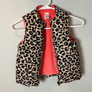 Vest Puffer Leopard Print Girls Size 5-6